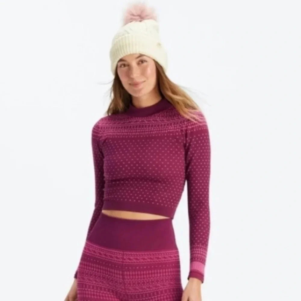 Fabletics Holly Seamless Long Sleeve Top, Color Purple/Pink, Size L
